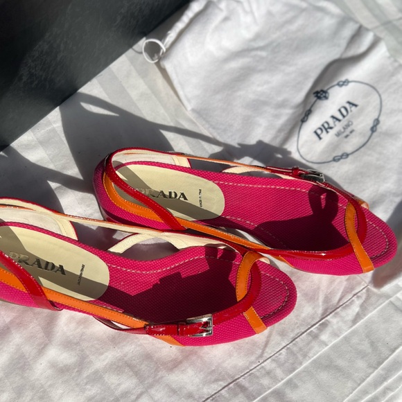 Prada Women's Vibrant Pink and Orange Heels - Picture 3 of 4